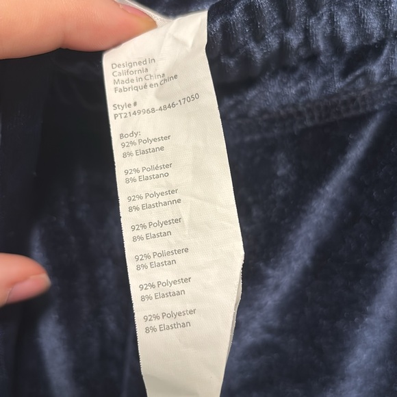 Fabletics Navy Blue Velvet Jogger Pants - Picture 7 of 11